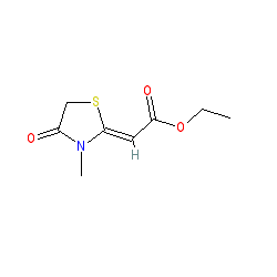 Ethyl 2-(3-methyl-4-oxothiazolidin-2-ylidene)acetate chemical structure (CAS 27653-75-4)