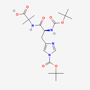 (S)-2-(3-(1-(tert-Butoxycarbonyl)-1H-imidazol-4-yl)-2-((tert-butoxycarbonyl)amino)propanamido)-2-methylpropanoic acid chemical structure (CAS 2765344-17-8)