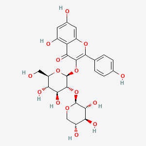 3-(((2S,3R,4S,5S,6R)-4,5-Dihydroxy-6-(hydroxymethyl)-3-(((2S,3R,4S,5R)-3,4,5-trihydroxytetrahydro-2H-pyran-2-yl)oxy)tetrahydro-2H-pyran-2-yl)oxy)-5,7-dihydroxy-2-(4-hydroxyphenyl)-4H-chromen-4-one chemical structure (CAS 27661-51-4)