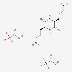 (3S,6S)-3,6-Bis(3-aminopropyl)piperazine-2,5-dione bis(2,2,2-trifluoroacetate) chemical structure (CAS 2766994-90-3)