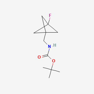 tert-Butyl ((3-fluorobicyclo[1.1.1]pentan-1-yl)methyl)carbamate chemical structure (CAS 2767004-42-0)