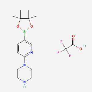 1-(5-(4,4,5,5-Tetramethyl-1,3,2-dioxaborolan-2-yl)pyridin-2-yl)piperazine x2,2,2-trifluoroacetate chemical structure (CAS 2782776-27-4)