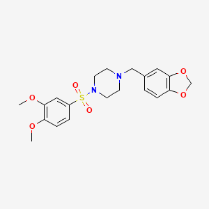 1-(Benzo[d][1,3]dioxol-5-ylmethyl)-4-((3,4-dimethoxyphenyl)sulfonyl)piperazine chemical structure (CAS 278782-75-5)