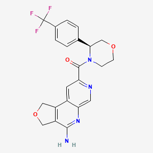 (S)-(4-Amino-1,3-dihydrofuro[3,4-c][1,7]naphthyridin-8-yl)(3-(4-(trifluoromethyl)phenyl)morpholino)methanone chemical structure (CAS 2790567-82-5)