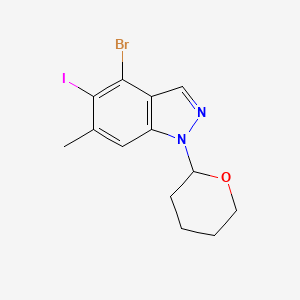 4-Bromo-5-iodo-6-methyl-1-(tetrahydro-2H-pyran-2-yl)-1H-indazole chemical structure (CAS 2791273-76-0)