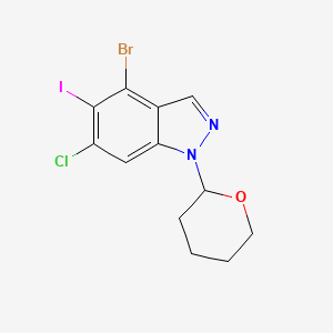 4-Bromo-6-chloro-5-iodo-1-(tetrahydro-2H-pyran-2-yl)-1H-indazole chemical structure (CAS 2791273-88-4)
