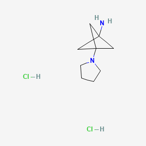 3-(Pyrrolidin-1-yl)bicyclo[1.1.1]pentan-1-amine dihydrochloride chemical structure (CAS 2792201-01-3)