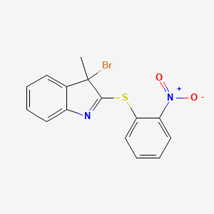 3-Bromo-3-methyl-2-((2-nitrophenyl)thio)-3H-indole chemical structure (CAS 27933-36-4)