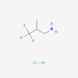 3,3,3-Trifluoro-2-methylpropan-1-amine hydrochloride chemical structure (CAS 2794-71-0)
