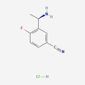 (R)-3-(1-Aminoethyl)-4-fluorobenzonitrile hydrochloride chemical structure (CAS 2802461-28-3)
