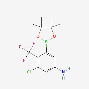 3-Chloro-5-(4,4,5,5-tetramethyl-1,3,2-dioxaborolan-2-yl)-4-(trifluoromethyl)aniline chemical structure (CAS 2803281-62-9)