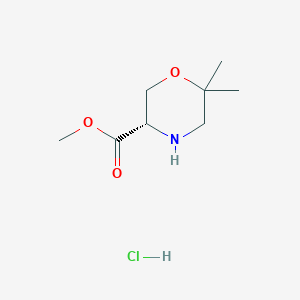 Methyl (S)-6,6-dimethylmorpholine-3-carboxylate hydrochloride chemical structure (CAS 2803375-13-3)