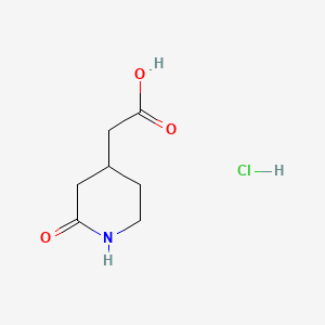 2-(2-Oxopiperidin-4-yl)acetic acid hydrochloride chemical structure (CAS 2803456-42-8)