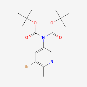 tert-Butyl (5-bromo-6-methylpyridin-3-yl)(tert-butoxycarbonyl)carbamate chemical structure (CAS 2803457-06-7)