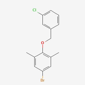 5-Bromo-2-((3-chlorobenzyl)oxy)-1,3-dimethylbenzene chemical structure (CAS 2803460-68-4)