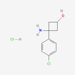 3-Amino-3-(4-chlorophenyl)cyclobutan-1-ol hydrochloride chemical structure (CAS 2803477-02-1)