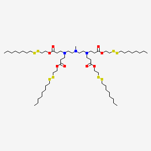 Tetrakis(2-(octyldisulfaneyl)ethyl) 3,3',3'',3'''-(((methylazanediyl)bis(ethane-2,1-diyl))bis(azanetriyl))tetrapropionate chemical structure (CAS 2803699-72-9)