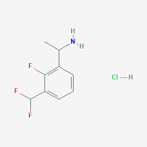 1-(3-(Difluoromethyl)-2-fluorophenyl)ethan-1-amine hydrochloride chemical structure (CAS 2803930-57-4)
