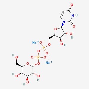 ((2R,3S,4R,5R)-5-(2,4-Dioxo-3,4-dihydropyrimidin-1(2H)-yl)-3,4-dihydroxytetrahydrofuran-2-yl)methyl ((2R,3R,4S,5S,6R)-3,4,5-trihydroxy-6-(hydroxymethyl)tetrahydro-2H-pyran-2-yl)diphosphate sodium chemical structure (CAS 28053-08-9)
