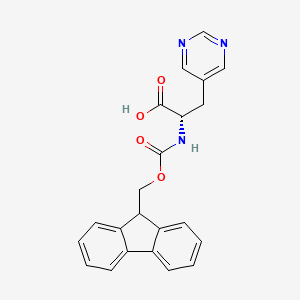 (S)-2-((((9H-Fluoren-9-yl)methoxy)carbonyl)amino)-3-(pyrimidin-5-yl)propanoic acid chemical structure (CAS 281655-48-9)