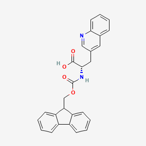 (2S)-2-([(9H-fluoren-9-ylmethoxy)carbonyl]amino)-3-(quinolin-3-yl)propanoic acid chemical structure (CAS 281655-61-6)
