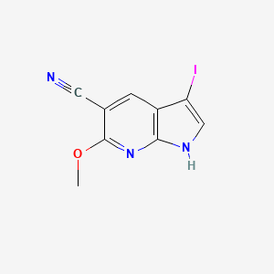 3-Iodo-6-methoxy-1H-pyrrolo[2,3-b]pyridine-5-carbonitrile chemical structure (CAS 2816913-61-6)