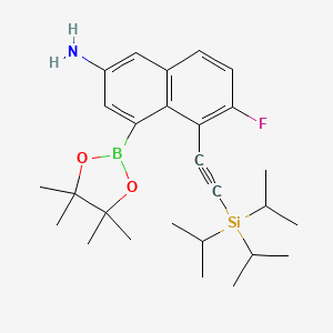 6-Fluoro-4-(4,4,5,5-tetramethyl-1,3,2-dioxaborolan-2-yl)-5-((triisopropylsilyl)ethynyl)naphthalen-2-amine chemical structure (CAS 2820116-32-1)
