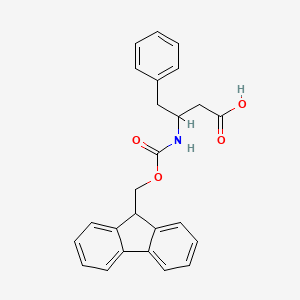 3-((((9H-Fluoren-9-yl)methoxy)carbonyl)amino)-4-phenylbutanoic acid chemical structure (CAS 282524-78-1)