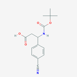 3-((tert-Butoxycarbonyl)amino)-3-(4-cyanophenyl)propanoic acid chemical structure (CAS 282524-88-3)