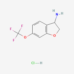 6-(Trifluoromethoxy)-2,3-dihydrobenzofuran-3-amine hydrochloride chemical structure (CAS 2828020-31-9)