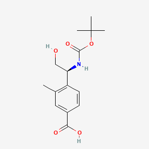 (S)-4-(1-((tert-Butoxycarbonyl)amino)-2-hydroxyethyl)-3-methylbenzoic acid chemical structure (CAS 2828028-30-2)