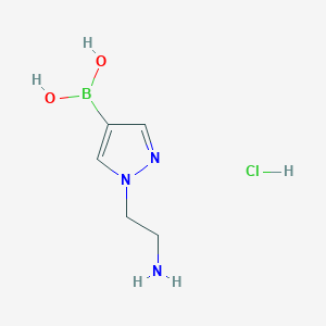 (1-(2-Aminoethyl)-1H-pyrazol-4-yl)boronic acid hydrochloride chemical structure (CAS 2828431-86-1)