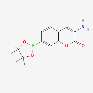 3-Amino-7-(4,4,5,5-tetramethyl-1,3,2-dioxaborolan-2-yl)-2H-chromen-2-one chemical structure (CAS 2828431-91-8)