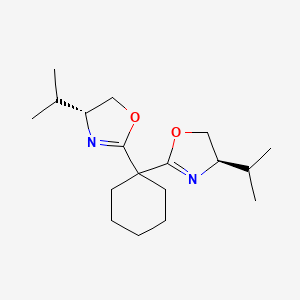 (4R,4'R)-2,2'-(Cyclohexane-1,1-diyl)bis(4-isopropyl-4,5-dihydrooxazole) chemical structure (CAS 2828431-99-6)