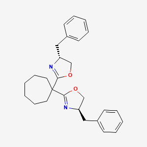 (4R,4'R)-2,2'-(Cycloheptane-1,1-diyl)bis(4-benzyl-4,5-dihydrooxazole) chemical structure (CAS 2828432-00-2)