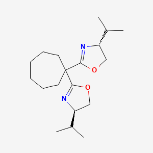 (4R,4'R)-2,2'-(Cycloheptane-1,1-diyl)bis(4-isopropyl-4,5-dihydrooxazole) chemical structure (CAS 2828432-03-5)
