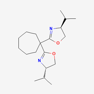 (4S,4'S)-2,2'-(Cycloheptane-1,1-diyl)bis(4-isopropyl-4,5-dihydrooxazole) chemical structure (CAS 2828432-04-6)