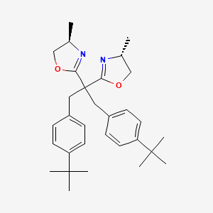 (4R,4'R)-2,2'-(1,3-Bis(4-(tert-butyl)phenyl)propane-2,2-diyl)bis(4-methyl-4,5-dihydrooxazole) chemical structure (CAS 2828432-11-5)