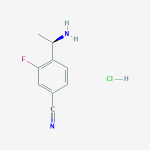 (R)-4-(1-Aminoethyl)-3-fluorobenzonitrile hydrochloride chemical structure (CAS 2828432-13-7)