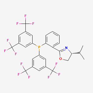 (R)-2-(2-(Bis(3,5-bis(trifluoromethyl)phenyl)phosphino)phenyl)-4-isopropyl-4,5-dihydrooxazole chemical structure (CAS 2828432-30-8)