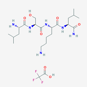 (S)-6-Amino-N-((S)-1-amino-4-methyl-1-oxopentan-2-yl)-2-((S)-2-((S)-2-amino-4-methylpentanamido)-3-hydroxypropanamido)hexanamide 2,2,2-trifluoroacetate chemical structure (CAS 2828433-17-4)