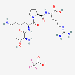 (S)-2-((S)-1-((S)-6-Amino-2-((2S,3R)-2-amino-3-hydroxybutanamido)hexanoyl)pyrrolidine-2-carboxamido)-5-guanidinopentanoic acid trifluoroacetate chemical structure (CAS 2828433-18-5)
