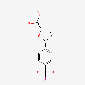 cis-Methyl 5-(4-(trifluoromethyl)phenyl)tetrahydrofuran-2-carboxylate chemical structure (CAS 2828433-39-0)