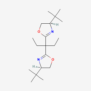 (4R,4'R)-2,2'-(Pentane-3,3-diyl)bis(4-(tert-butyl)-4,5-dihydrooxazole) chemical structure (CAS 2828433-46-9)