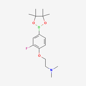 2-(2-Fluoro-4-(4,4,5,5-tetramethyl-1,3,2-dioxaborolan-2-yl)phenoxy)-N,N-dimethylethanamine chemical structure (CAS 2828433-72-1)