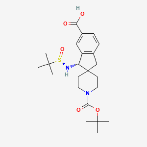 (S)-1'-(tert-Butoxycarbonyl)-1-((R)-1,1-dimethylethylsulfinamido)-1,3-dihydrospiro[indene-2,4'-piperidine]-6-carboxylic acid chemical structure (CAS 2828433-80-1)