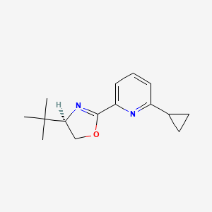 (R)-4-(tert-Butyl)-2-(6-cyclopropylpyridin-2-yl)-4,5-dihydrooxazole chemical structure (CAS 2828438-55-5)