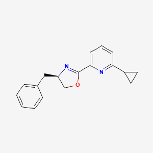 (R)-4-Benzyl-2-(6-cyclopropylpyridin-2-yl)-4,5-dihydrooxazole chemical structure (CAS 2828438-60-2)