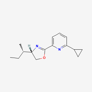 (S)-4-((S)-sec-Butyl)-2-(6-cyclopropylpyridin-2-yl)-4,5-dihydrooxazole chemical structure (CAS 2828438-73-7)