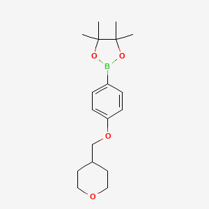 4,4,5,5-Tetramethyl-2-(4-((tetrahydro-2H-pyran-4-yl)methoxy)phenyl)-1,3,2-dioxaborolane chemical structure (CAS 2828439-40-1)
